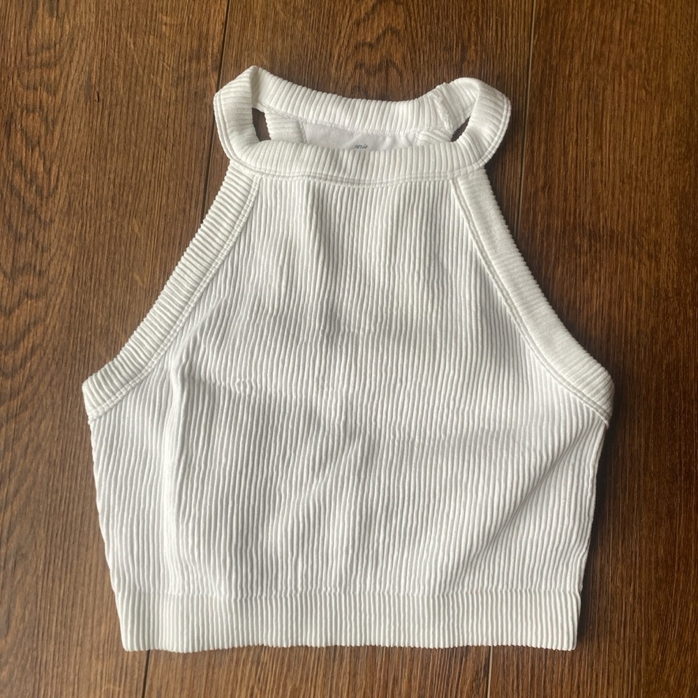 Aerie White Ribbed Tank Top